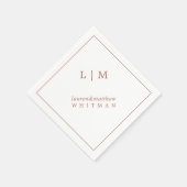 シンプルテラコッタモノグラムエレガントウェディング スタンダードカクテルナプキン (角)