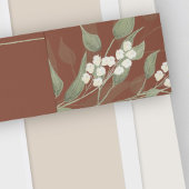 シンプルテラコッタモノグラムグリーナリーフローラの葉 招待状ベリーバンド