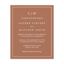 シンプルテラコッタモノグラムバジェットウェディング招待