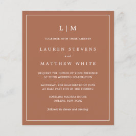 シンプルテラコッタモノグラムバジェットウェディング招待