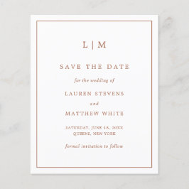 シンプルテラコッタ予算結婚式の日付を保存