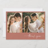 シンプルテラコッタ二つ結婚の写真ありがとう サンキューカード (正面)