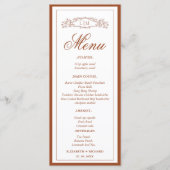 シンプルテラコッタ植物紋章モノグラム結婚ズ メニュー (正面)