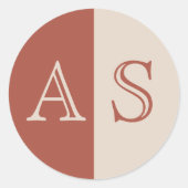 シンプルテラコッタ結婚モノグラム封筒用シール ラウンドシール (正面)