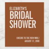 シンプルテラコッタ タイポグラフィ ブライダルシャワー ワインラベル (シングルラベル)