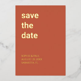 シンプルテラコッタ・フォイルSave the Date 招待状