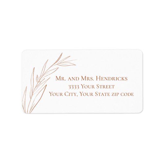 シンプルテラコテ結婚ア差出人住所 ラベル (正面)