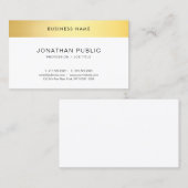 シンプルテンプレートモダンエレガント金ゴールドホワイトトップ 名刺 (正面/裏面)