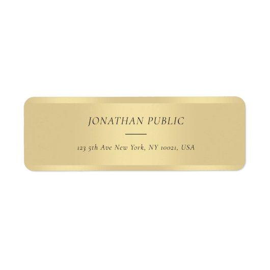 シンプルテンプレート金ゴールドモダン硬化性文字フォント ラベル (正面)
