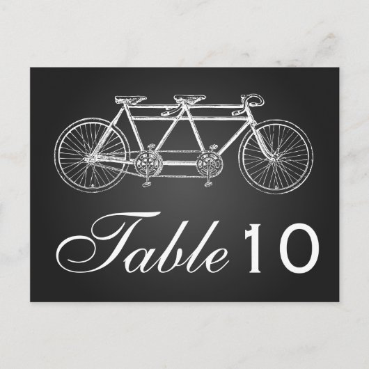 シンプルテーブル番号タンデムバイクブラック ポストカード (正面)