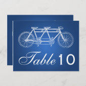 シンプルテーブル番号タンデムバイクブルー ポストカード (正面/裏面)