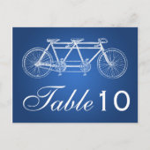 シンプルテーブル番号タンデムバイクブルー ポストカード (正面)