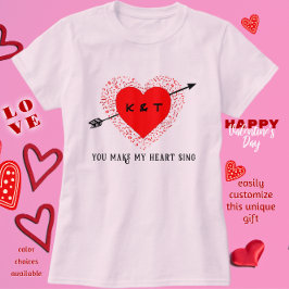 シンプルテーマブラック&レッドバレンタインデー Tシャツ