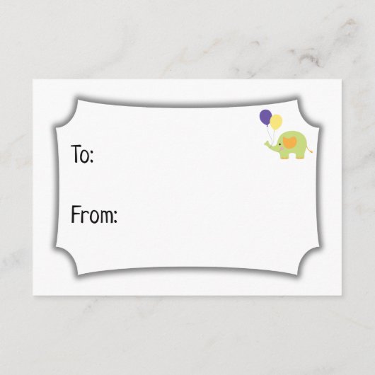 シンプルディスプレイの象付きベビーシャワー挿入 エンクロージャーカード (裏面)