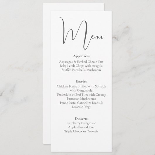 シンプルディナエレガントメニュー 招待状 (正面/裏面)