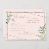 シンプルディバイン赤面&金ゴールドエレガントブライダルシャワー 招待状 (正面/裏面)