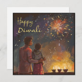 シンプルディワリホリデーグリーティング/招待状カード シーズンカード (正面/裏面)