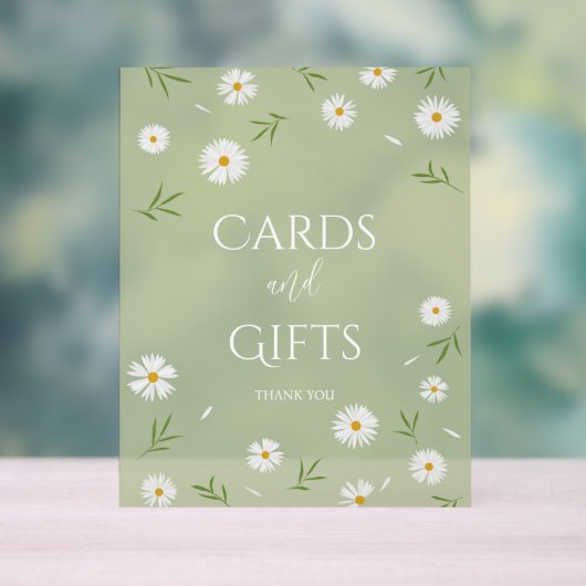 シンプルデイジーエレガント赤ちゃんシャワーカードとギフト アクリルサイン (ニュートラル)