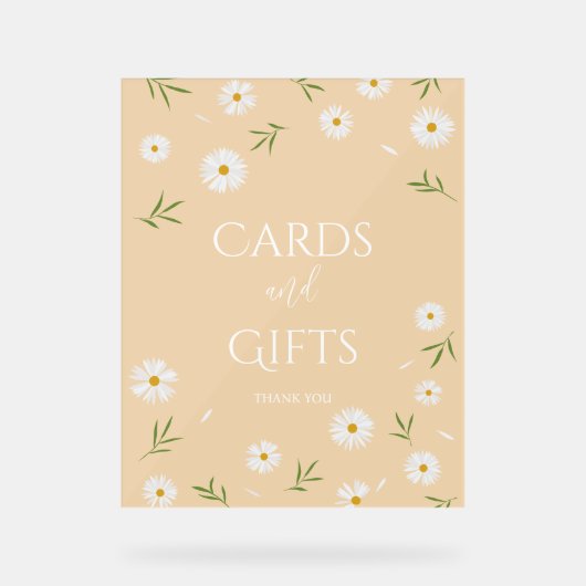 シンプルデイジーエレガント赤ちゃんシャワーカードとギフト アクリルサイン (正面)