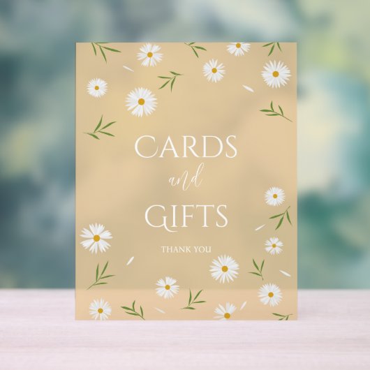 シンプルデイジーエレガント赤ちゃんシャワーカードとギフト アクリルサイン (ニュートラル)