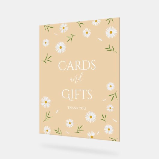 シンプルデイジーエレガント赤ちゃんシャワーカードとギフト アクリルサイン (傾斜)