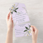 シンプルデイジーオンラベ淡い色のンダー オールインワン招待状 (貼ってはがせる)