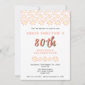 シンプルデイジーフラワーフローラ80th Birthday Party 招待状 (正面)