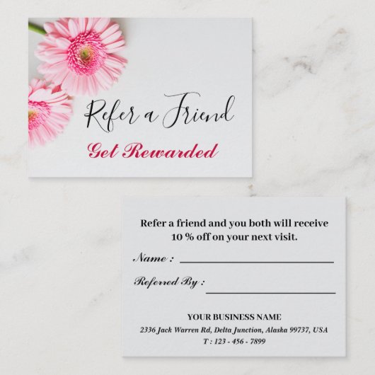 シンプルデイジーフローラプロフェッショナル事業 紹介カード (正面/裏面)