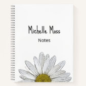シンプルデイジー白パーソナライズされた ノートブック (正面)