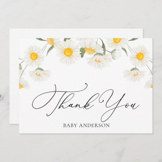 シンプルデイジー素朴フラワーサンキューハガキ (正面/裏面)