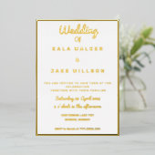 シンプルデカ結婚デント縁どズ 箔招待状 (立ち正面)