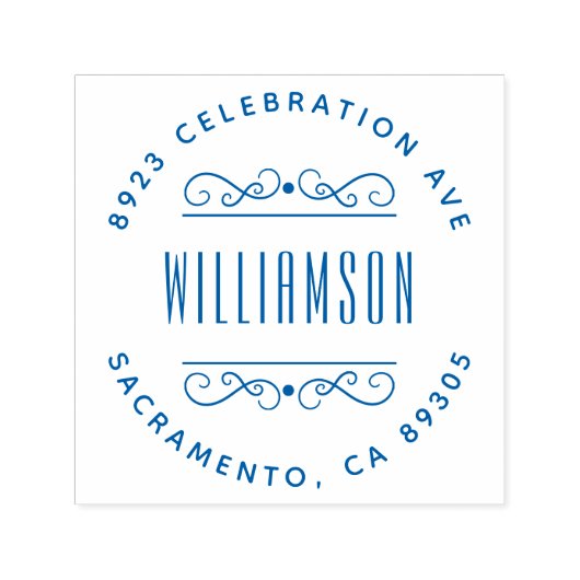 シンプルデコファミリーネームラウンド差出人住所 セルフインキングスタンプ (デザイン)