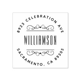 シンプルデコファミリーネームラウンド差出人住所 ラバースタンプ