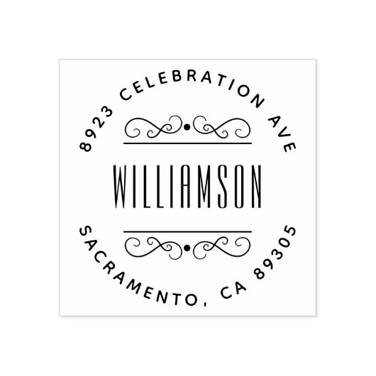 シンプルデコファミリーネームラウンド差出人住所 ラバースタンプ (インプリント)