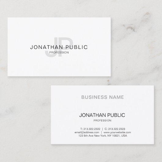 シンプルデザインエレガントモノグラムトレンディーモダン 名刺 (正面/裏面)