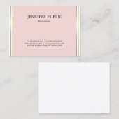 シンプルデザインエレガント赤面ピンク金ゴールドトレンディープレーン 名刺 (正面/裏面)