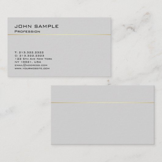 シンプルデザインプロフェッショナルグエレガントレイ金ゴールド 名刺 (正面/裏面)