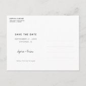 シンプルデザインホワ縁どイ日付を保存 案内ポストカード (裏面)