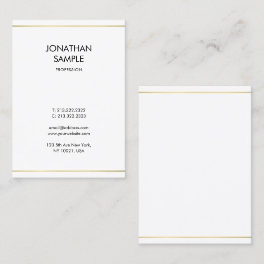 シンプルデザインモダンクリエイティブプロフェッショナル金ゴールド 名刺 (正面/裏面)