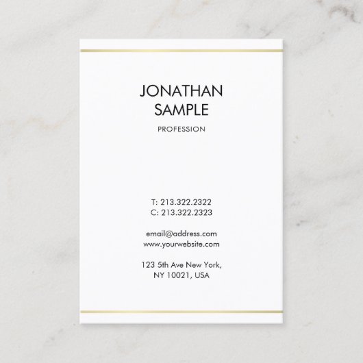 シンプルデザインモダンクリエイティブプロフェッショナル金ゴールド 名刺 (正面)