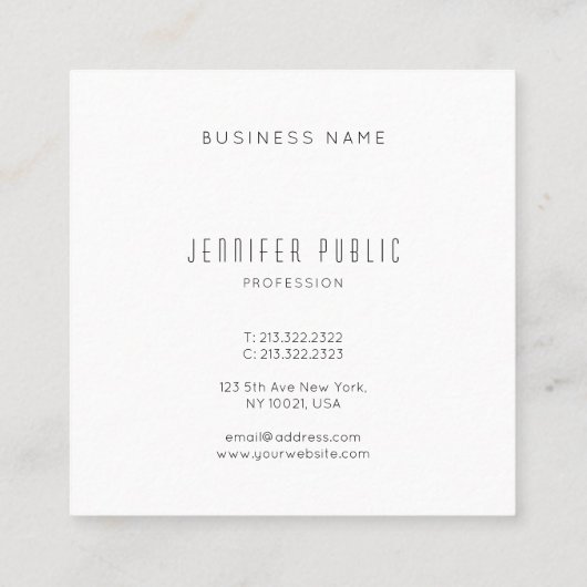 シンプルデザインモダンテンプレート洗練シック スクエア名刺 (裏面)
