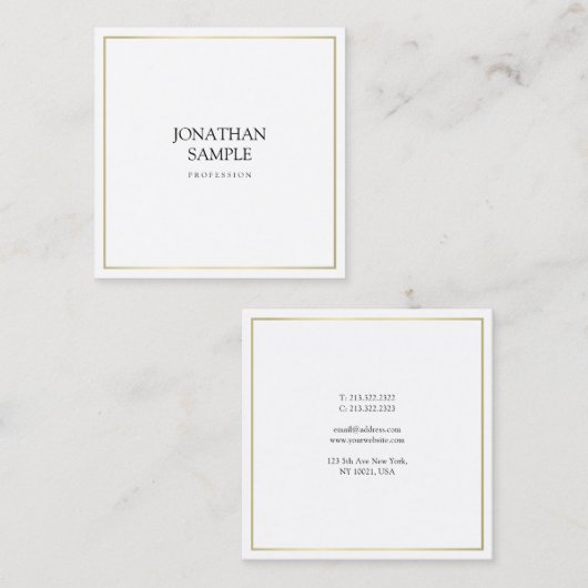 シンプルデザイン金ゴールドモダンプロフェッショナル スクエア名刺 (正面/裏面)