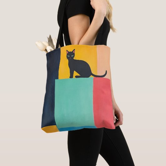 シンプルデザイン 黒猫 トートバッグ (クローズアップ)
