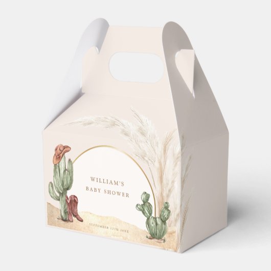 シンプルデザートボホカクタスアーチベイビーシャワー フェイバーボックス (正面サイド)
