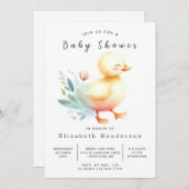 シンプルデジタルダック赤ちゃんシャワー 招待状 (正面/裏面)