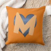 シンプルデニムカスタムハートおもしろいモノグラム クッション (ブランケット)