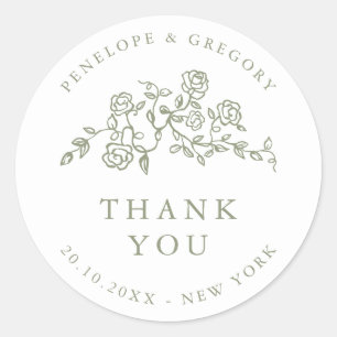 シンプルデリケートなフローラ結婚セージの感謝していユーザ ラウンドシール