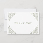 シンプルデリケートフローラタイムレスセージ結婚グリーン サンキューカード (正面)