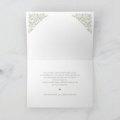 シンプルデリケートフローラタイムレスセージ結婚グリーン サンキューカード (内部)