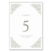 シンプルデリケートフローラタイムレスセージ結婚グリーン テーブルナンバー (正面)